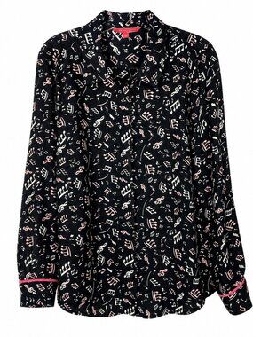 ModCloth Women's Button Up Blouse Size M Music Notes Office Teacher